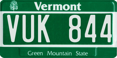 VT license plate VUK844