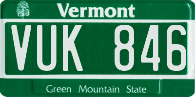 VT license plate VUK846