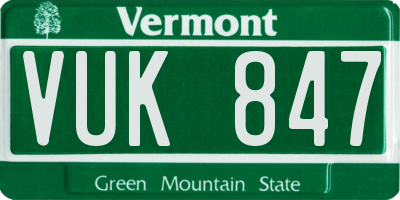 VT license plate VUK847
