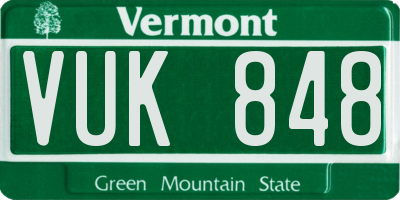 VT license plate VUK848