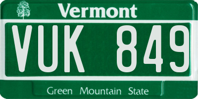VT license plate VUK849