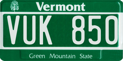 VT license plate VUK850