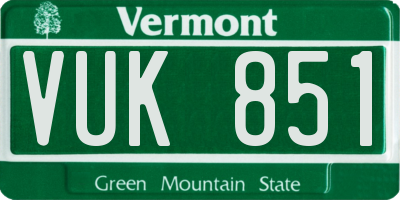 VT license plate VUK851