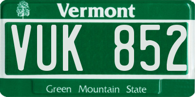 VT license plate VUK852