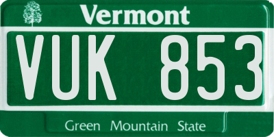 VT license plate VUK853