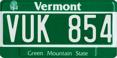 VT license plate VUK854