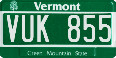 VT license plate VUK855