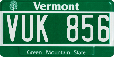 VT license plate VUK856