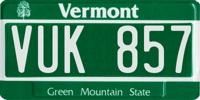 VT license plate VUK857