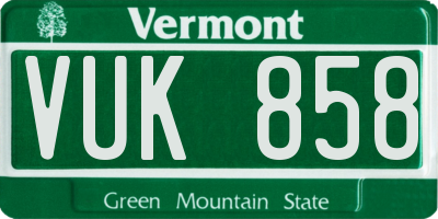 VT license plate VUK858
