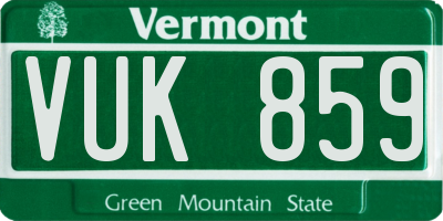VT license plate VUK859