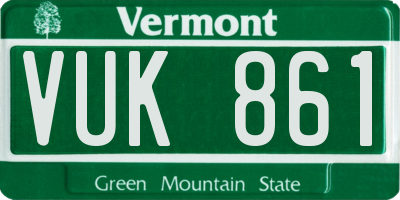 VT license plate VUK861