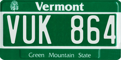 VT license plate VUK864