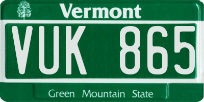 VT license plate VUK865
