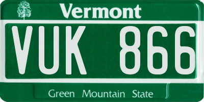 VT license plate VUK866