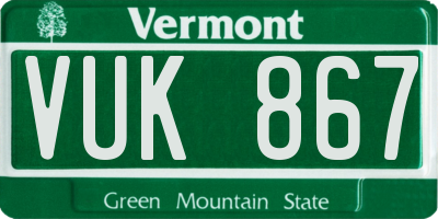 VT license plate VUK867