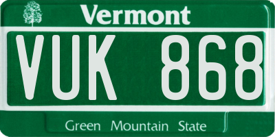 VT license plate VUK868
