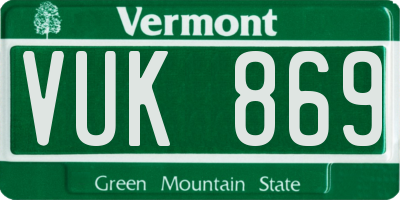 VT license plate VUK869