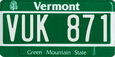 VT license plate VUK871