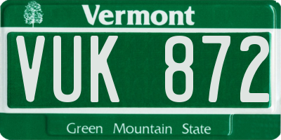 VT license plate VUK872