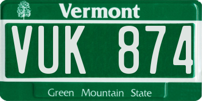 VT license plate VUK874