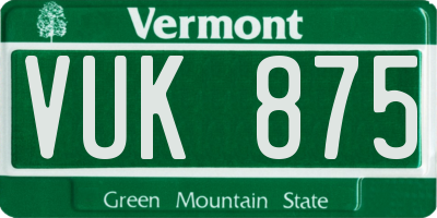 VT license plate VUK875