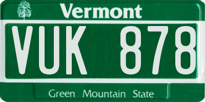 VT license plate VUK878