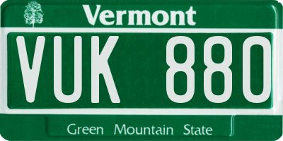 VT license plate VUK880