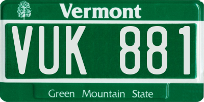 VT license plate VUK881