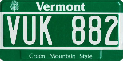 VT license plate VUK882