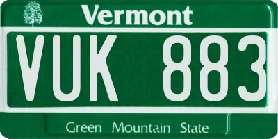 VT license plate VUK883