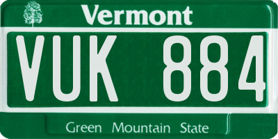 VT license plate VUK884