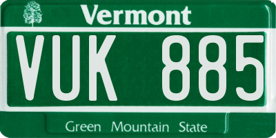 VT license plate VUK885