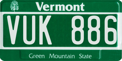VT license plate VUK886
