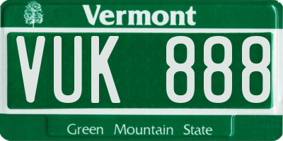 VT license plate VUK888