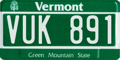 VT license plate VUK891
