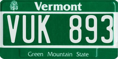 VT license plate VUK893