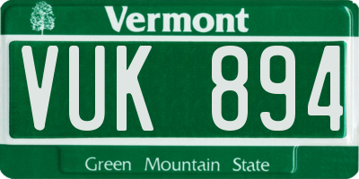 VT license plate VUK894