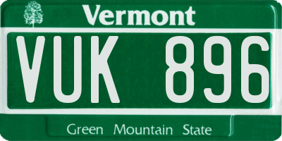 VT license plate VUK896
