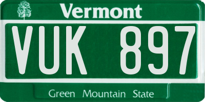 VT license plate VUK897