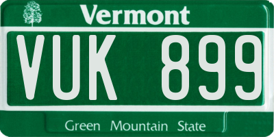 VT license plate VUK899