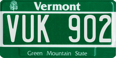 VT license plate VUK902