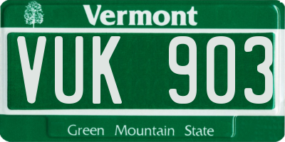 VT license plate VUK903