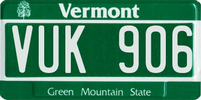 VT license plate VUK906