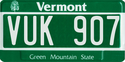 VT license plate VUK907