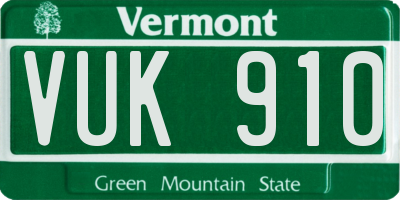 VT license plate VUK910