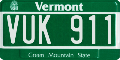 VT license plate VUK911