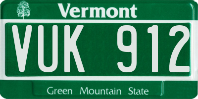 VT license plate VUK912