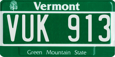 VT license plate VUK913