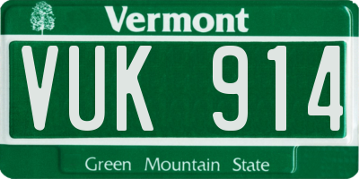 VT license plate VUK914